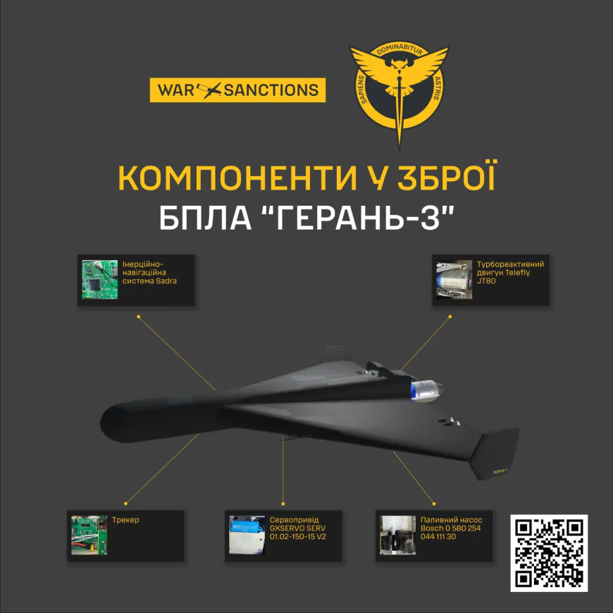 Українська розвідка розкрила іноземні деталі у дронах-камікадзе "Герань-3"