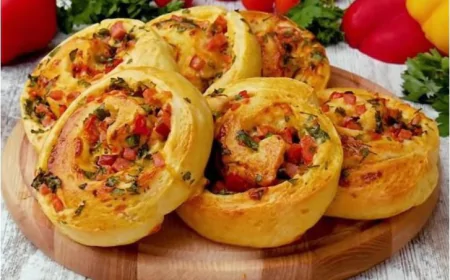 Булочки-равлики з куркою і сиром.