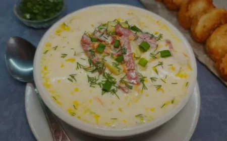 Вершковий суп із копченими ковбасками.