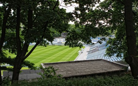 The Valeriy Lobanovskyi Dynamo Stadium in Kyiv, named after the legendary coach.